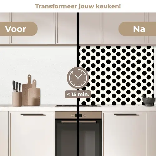 Klassiek - Stippen - Zwart keuken achterwand 2 middel 871 -voor-na2_NL