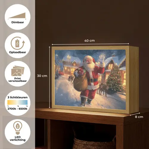 Kerstman - Dorp - Hert - Donker Light Box met batterij (Wandlamp) middel -USP_websiteoverzichtNL