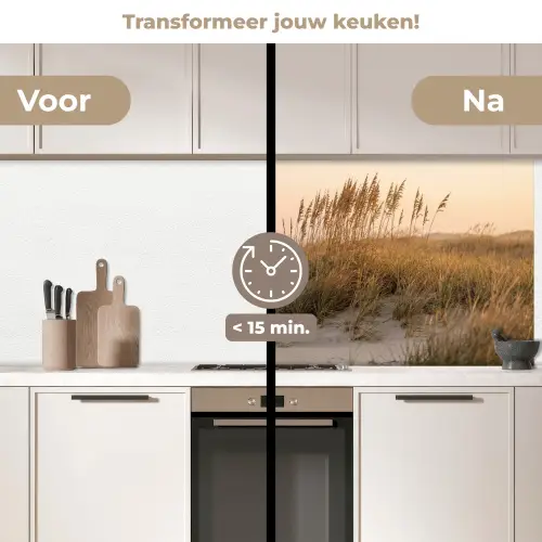 Duinlandschap - Zonsondergang - Strand keuken achterwand 2 middel -voor-na2_NL