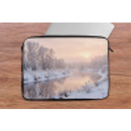 Rivier - Winter - Landschap - Sneeuw - Zonsopgang laptophoes neopreen klein -tafel