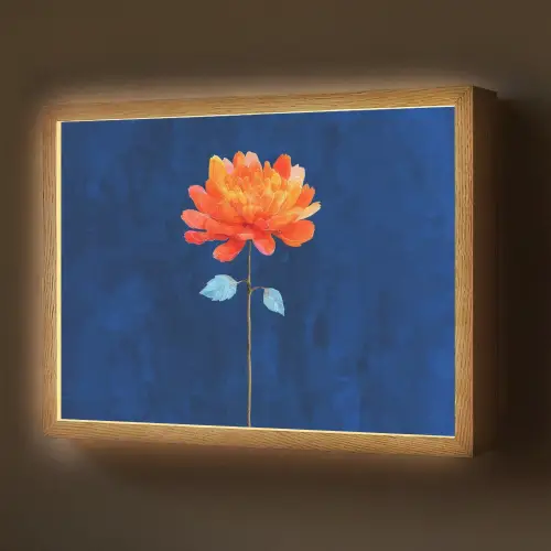 Bloem - Oranje - Bladeren Light Box met batterij (Wandlamp) middel -z3d_website