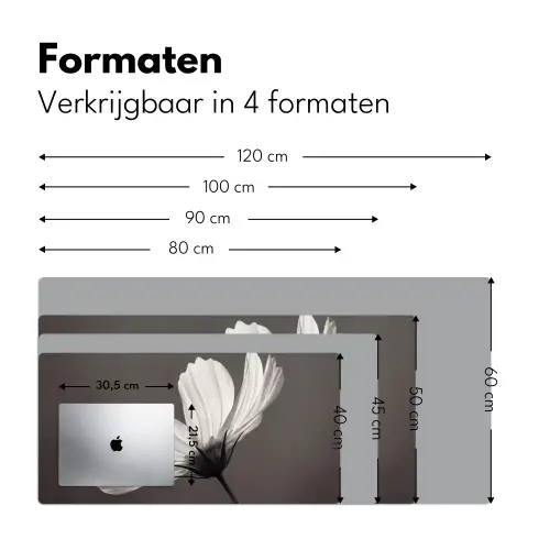 Bloem - Minimalistisch - Zwart - Wit Muismat XXL klein -sfeer5