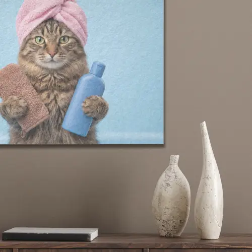 Kat - Handdoek - Washand - Zeep PET vilt klein -sfeer6_closeup