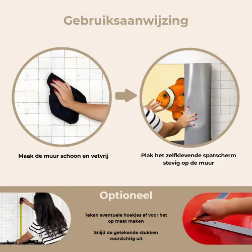 Vis - Oranje - Strepen keuken achterwand spatscherm klein -gebruiksaanwijzing_NL