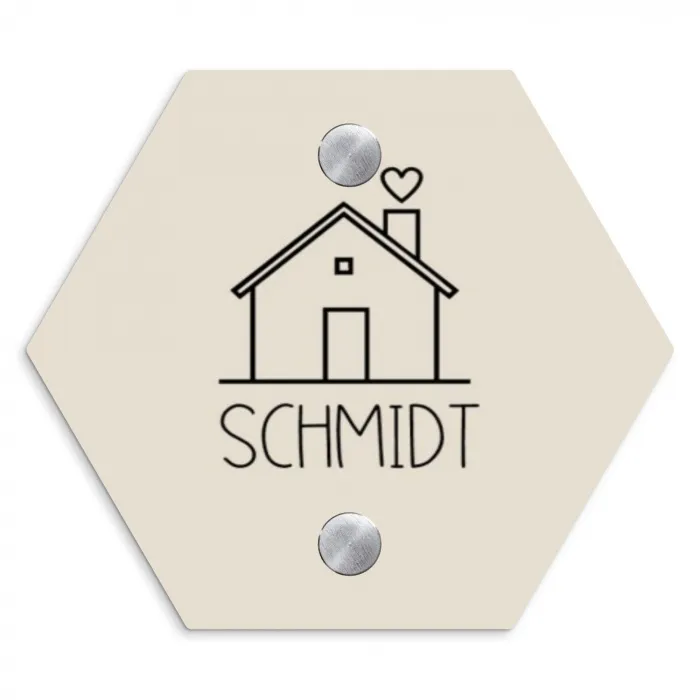 Huis illustratie - Modern Naambord Hexagon klein -3d