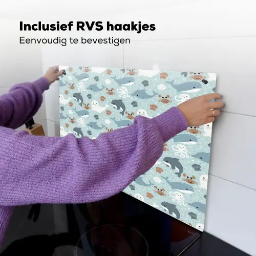 Oceaan - Walvis - Zeehond - Krab Inductie beschemer met haakjes klein 777 -ky-ophangen-nl