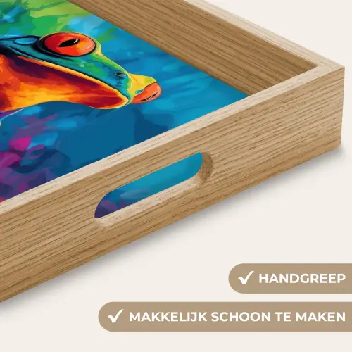 Kikker - Felgekleurd - Tak - Regenboog Dienblad Rechthoek middel -USP_HandgreepNL