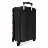 Donkerrode lijnen op beige achtergrond NBS - Handbagage koffer - Kinderen Unisex middel -achterkant