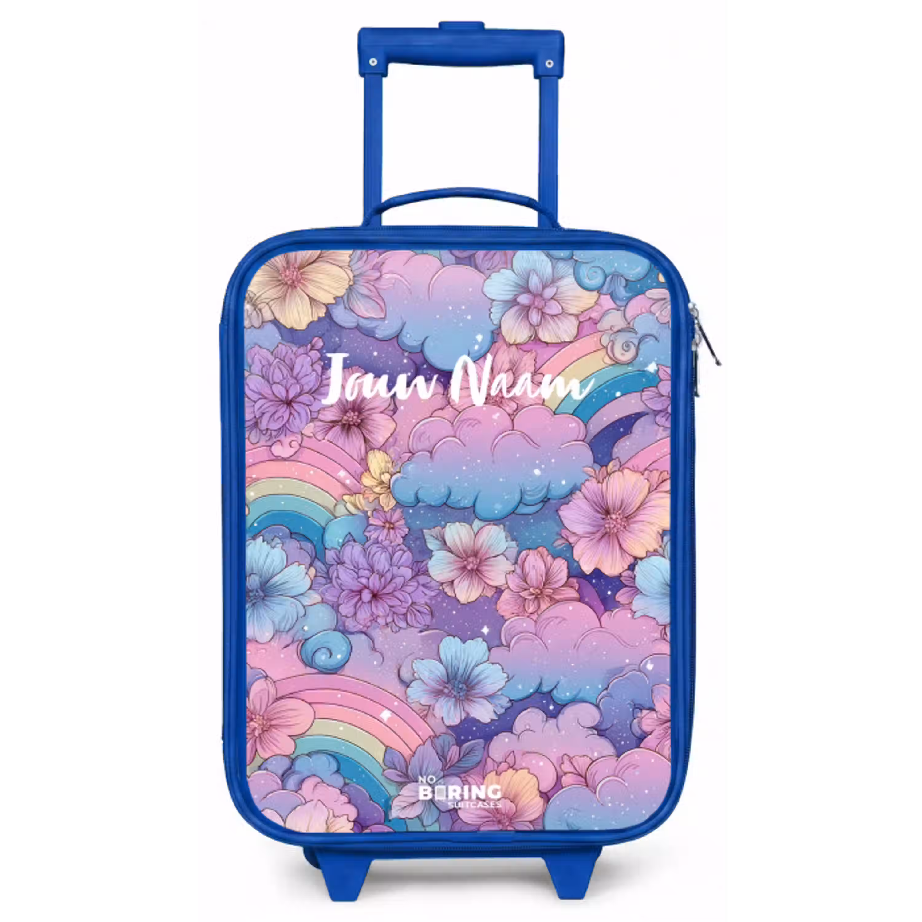 Illustratie van wolken, regenbogen en bloemen Kinderkoffer - Blauw klein -zz3dotto