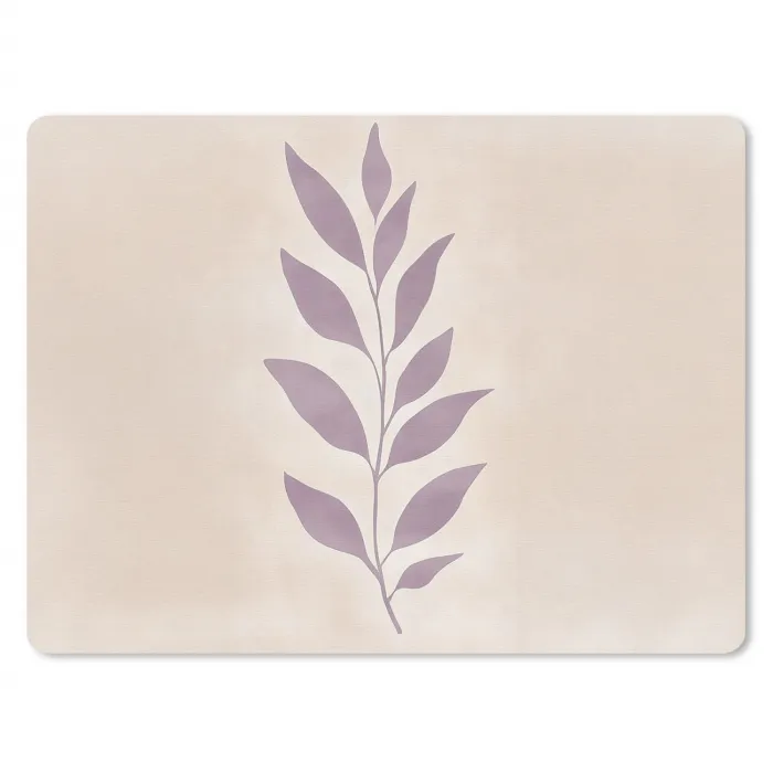Tak - Bladeren - Minimalistisch - Beige muismat rubber klein -3d