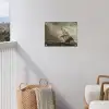 Een schip in volle zee bij vliegende storm - Schilderij van Willem van de Velde tuinposter los doek klein -sfeer8