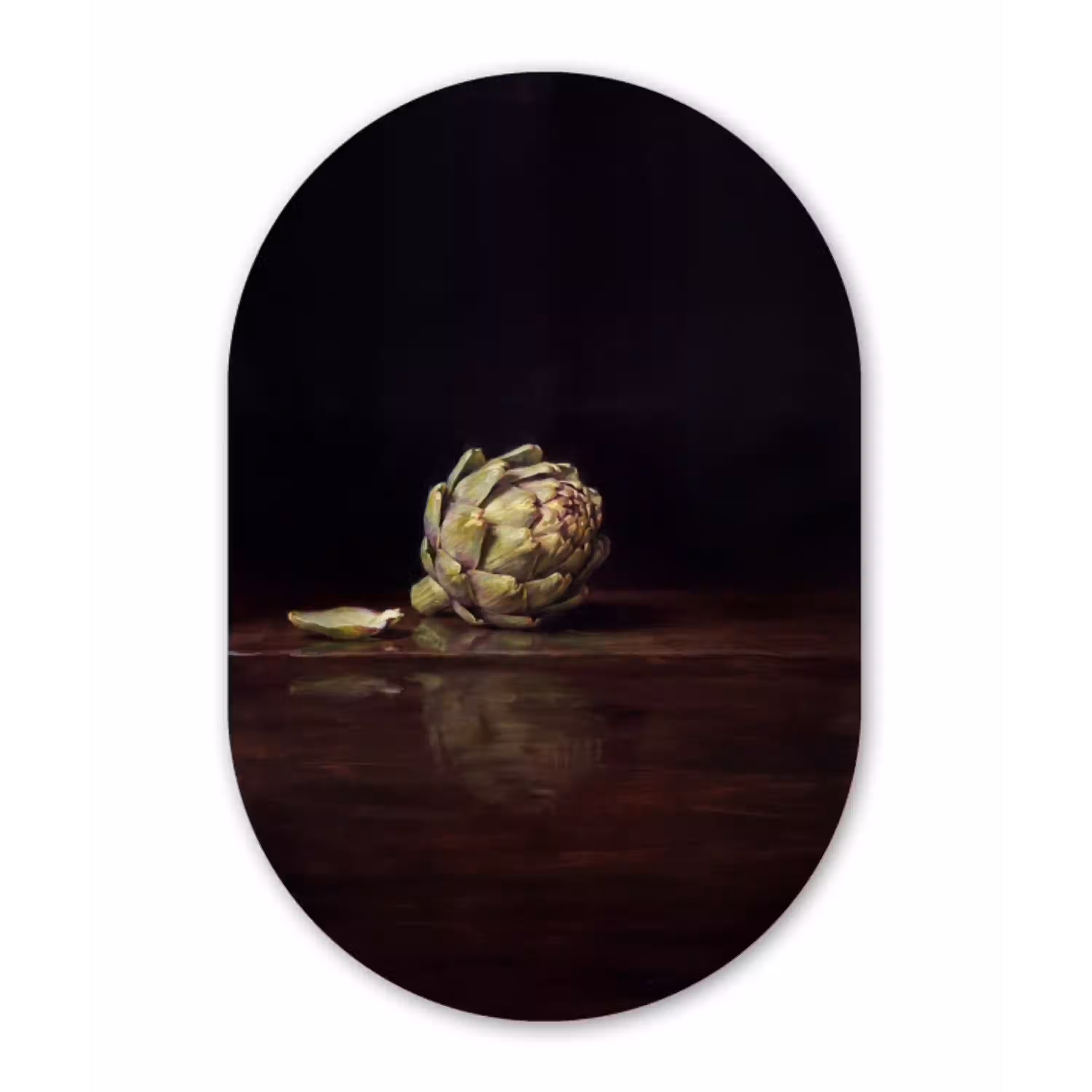 Artichok - Eten - Klassiek Wandcirkel Ovaal Aluminium middel -3d