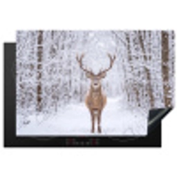 Hert - Winter - Bos - Natuur - Wit Inductie beschermer vinyl 3mm klein -3d