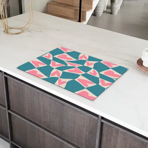 Blauw - Vlakken - Patroon - Hartjes Inductie beschermer vinyl 3mm klein 276 -sfeer8