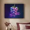 Quote - Neon - Disco - Druiven Textielframe zwart klein -sfeer1