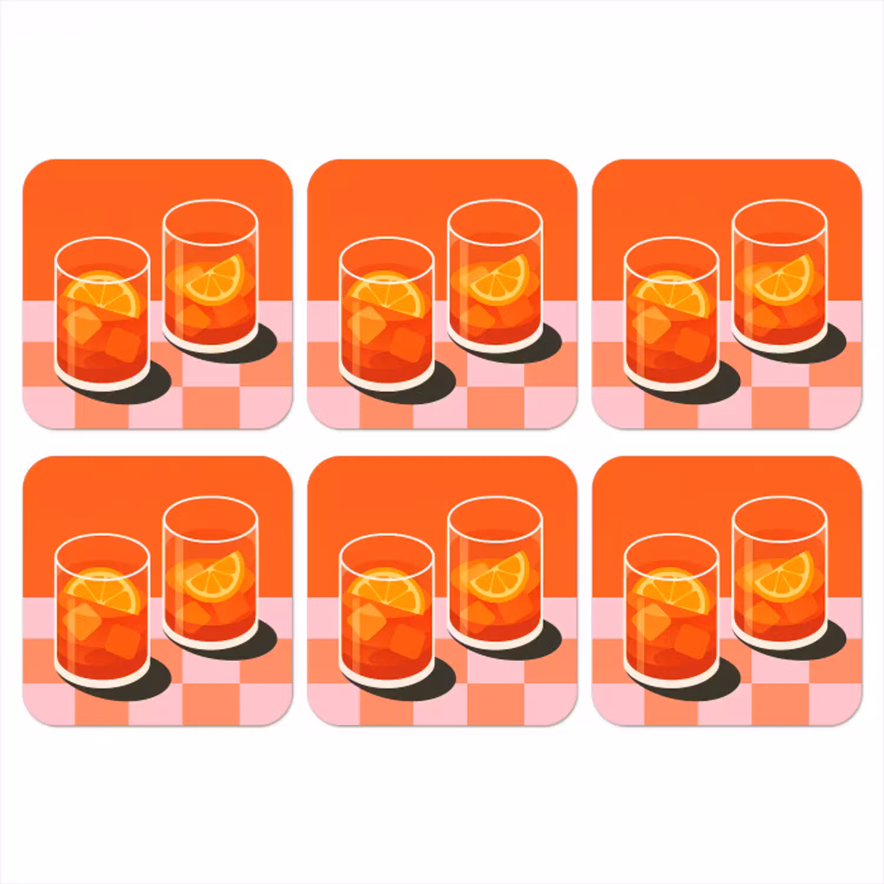Sinaasappel - Glazen - Oranje onderzetter kurk middel -3d