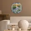 Doorkijk - Landschap - Raam - Water - Zonsondergang Akoestische PET Vilt - Rond klein -sfeer1