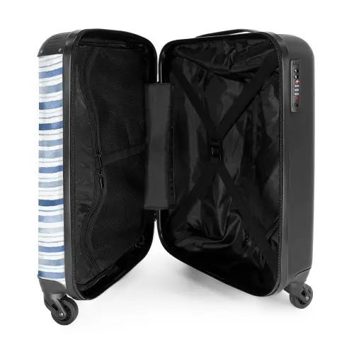 Strepen patroon blauw NBS - Handbagage koffer - Volwassenen Unisex middel -binnenkant