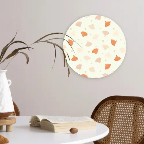 Zee - Dieren - Schelpen - Sinaasappel Wandcirkel plexiglas klein 852 -sfeer4