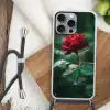 Roos - Bladeren - Dieprood Hoesje iPhone 16 Pro Max met koord klein -sfeer4