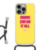 Quote - Moeder - Hartje - Roze Hoesje iPhone 16 Pro Max met koord klein -3d