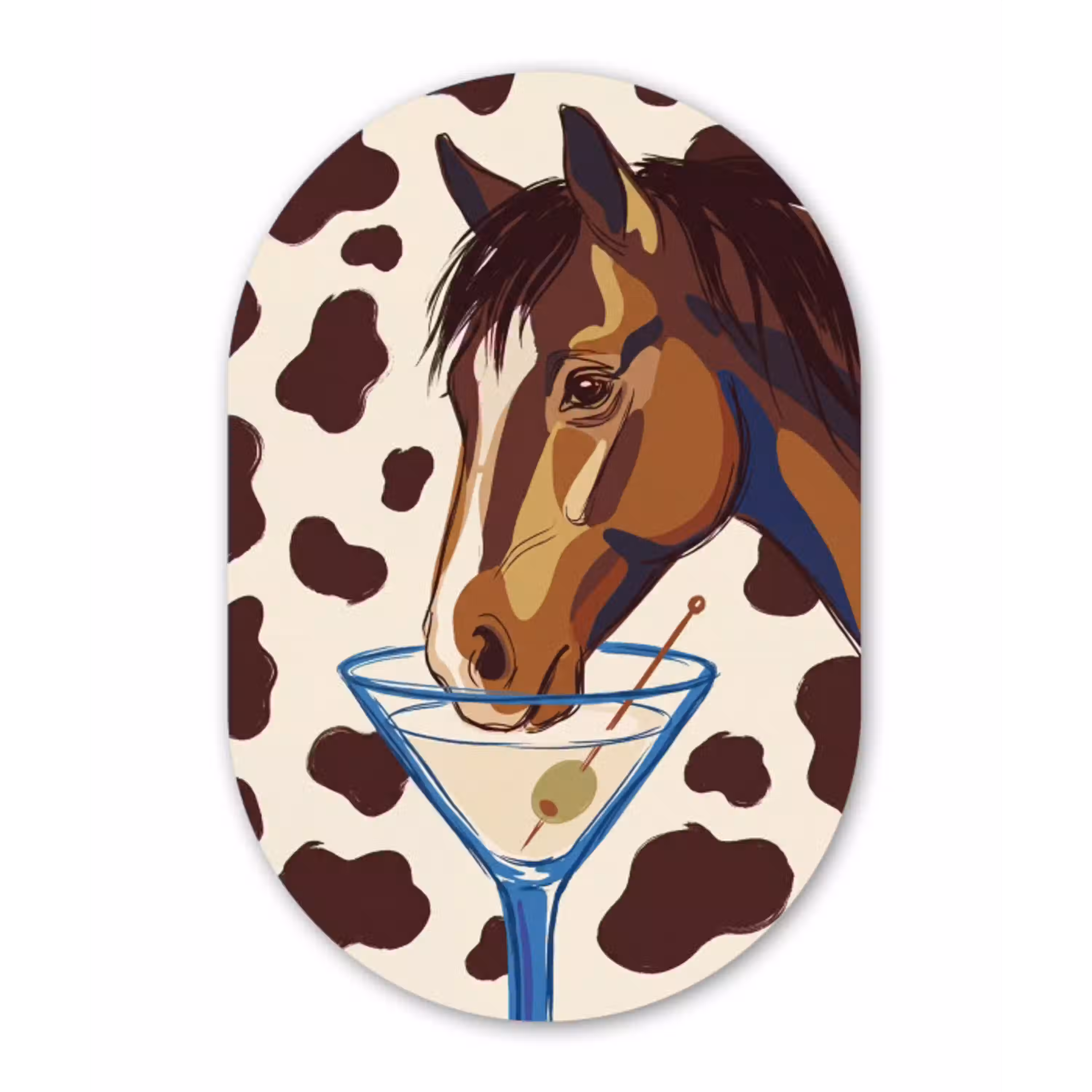 Paard - Martini - Dieren - Abstract - Bruin Wandcirkel Ovaal Aluminium middel -3d