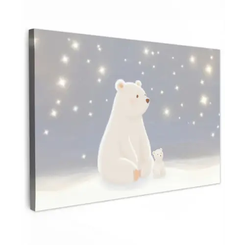 Ijsbeer - Sneeuw - Sterren - Blauw canvas 2cm klein -z3d