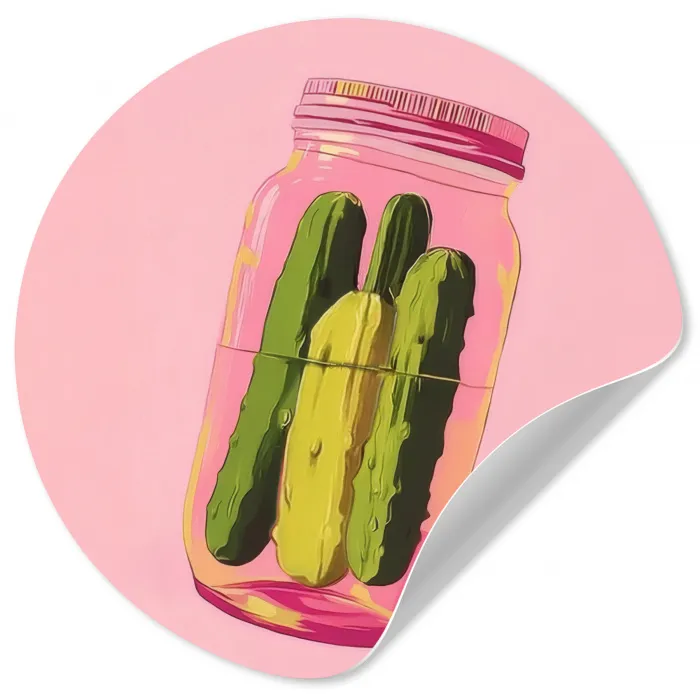 Augurken - Pot - Schaduw - Roze Wandcirkel behangsticker klein -3d
