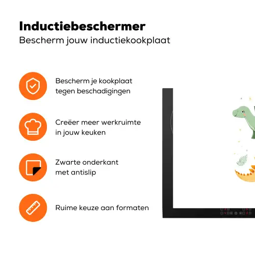 Sterren - Stegosaurussen - Blaadjes - Groen Inductie beschermer vinyl 3mm klein -zzzzzzz-td-ups
