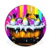 Pinguïns - Badkuip - Kleurrijk - Schuim Wandcirkel aluminium klein -3d