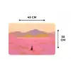 Bloemenweide - Heuvels - Silhouet - Roze Placemat vinyl groot -specs