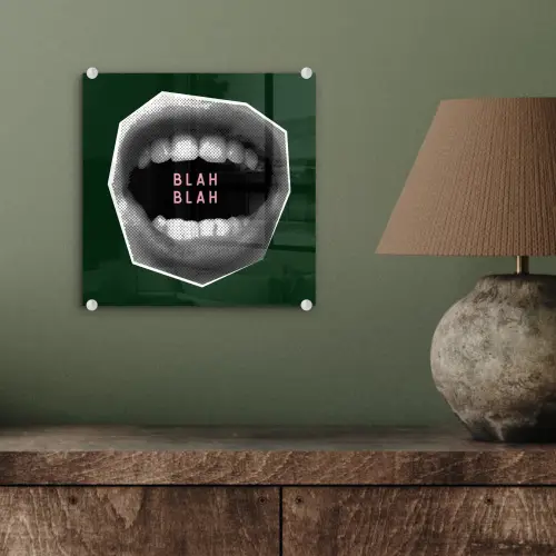 Mond - Groen - Illustratie - BLAH BLAH plexiglas 5mm klein -sfeer3