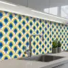 Design - Patroon - Retro - Geel - Blauw keuken achterwand 2 middel 871 -3d_schuin