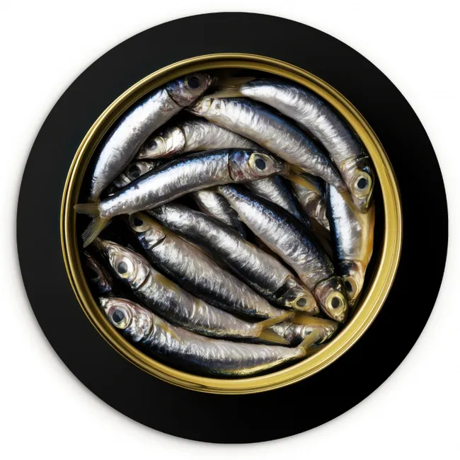 Sardines - Vissen - Rond - Zwart KitchenYeah - Keuken - Wandcirkel Forex klein -3d