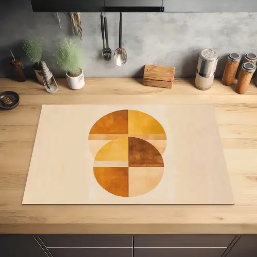 Cirkels - Geel - Minimalistisch Inductie beschermer vinyl 3mm klein -sfeer5