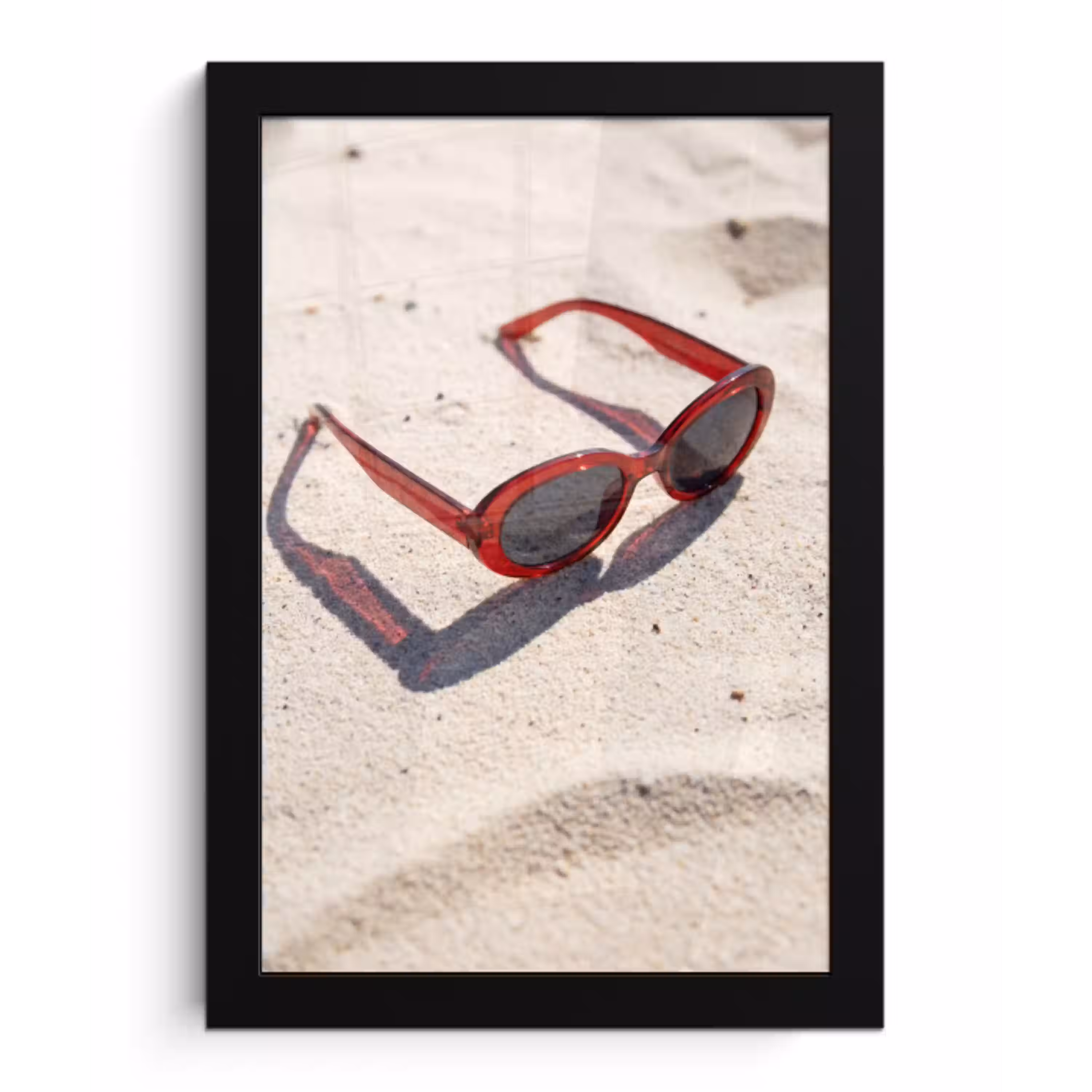 Zonnebril - Strand - Vakantie - Rood fotolijst zwart zonder passe partout klein -3d