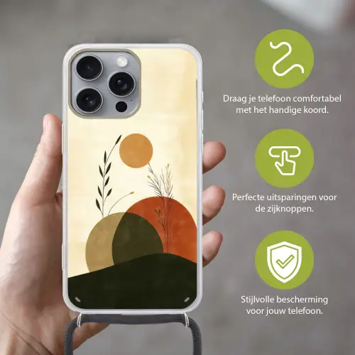 Planten - Abstract - Vormen Hoesje iPhone 16 Pro Max met koord klein -sfeer2_NL