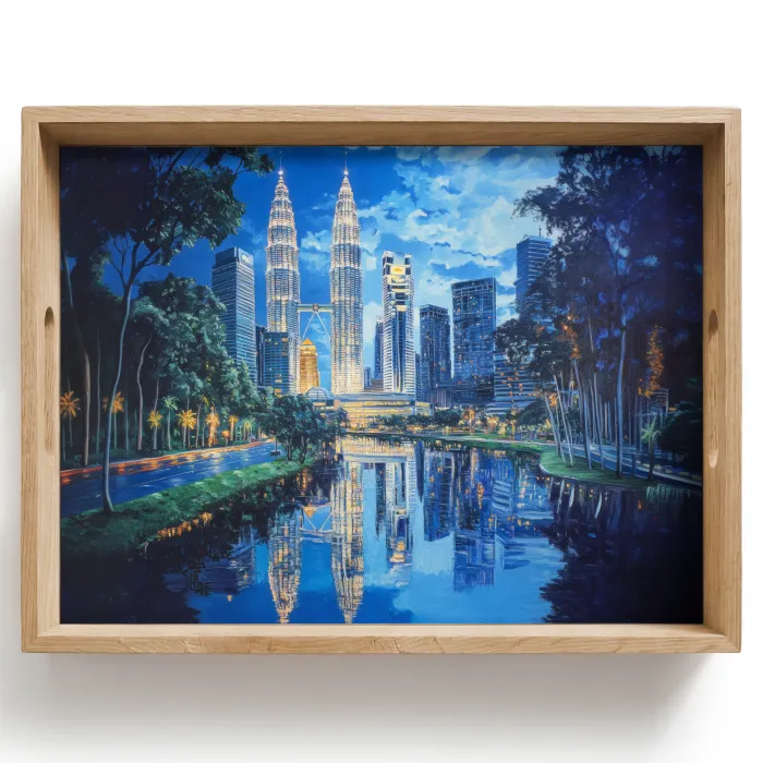 Stad Kuala Lumpur - Skyline - Wolkenkrabbers - Water Dienblad Rechthoek middel -z3d_shopping