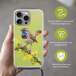 Vogel - Tak - Natuur - Kleurrijk Hoesje iPhone 16 Pro Max met koord klein -sfeer2_NL