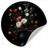 Bloemstuk - Vaas - Zwart Wandcirkel behangsticker klein -3d