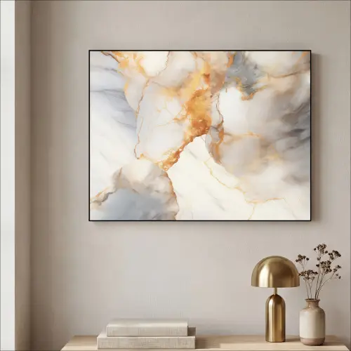 Marmer - Grijs - Goud Textielframe zwart klein -sfeer2