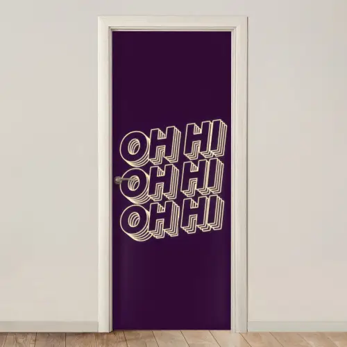 Oh hi - Paars - 3D deurposter klein -3d_beige