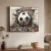 Voetbal - Muur - Zwart - Wit Textielframe zwart klein -sfeer3