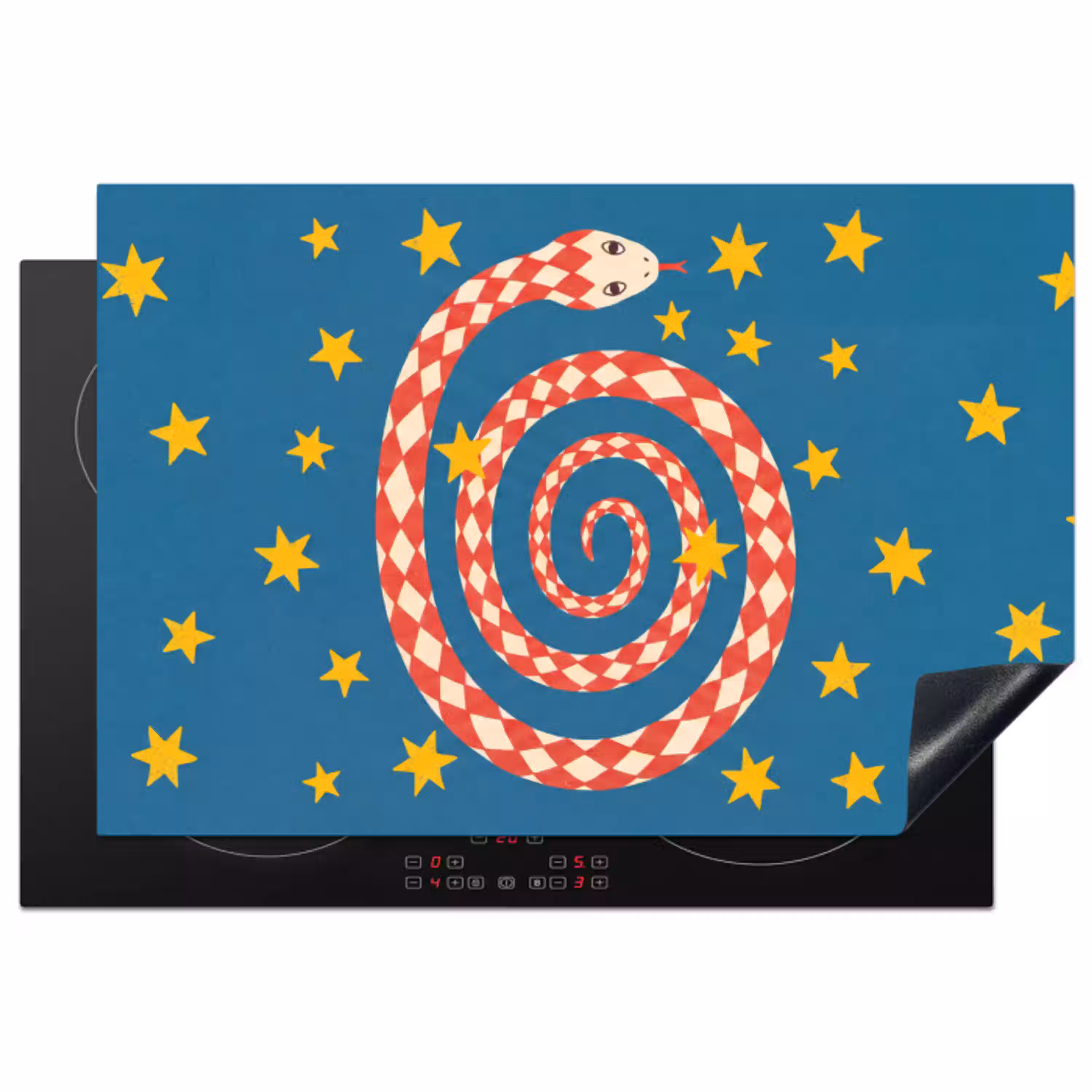 Slang - Spiraal - Dieren - Illustratie - Rood Inductie beschermer vinyl 3mm klein -3d