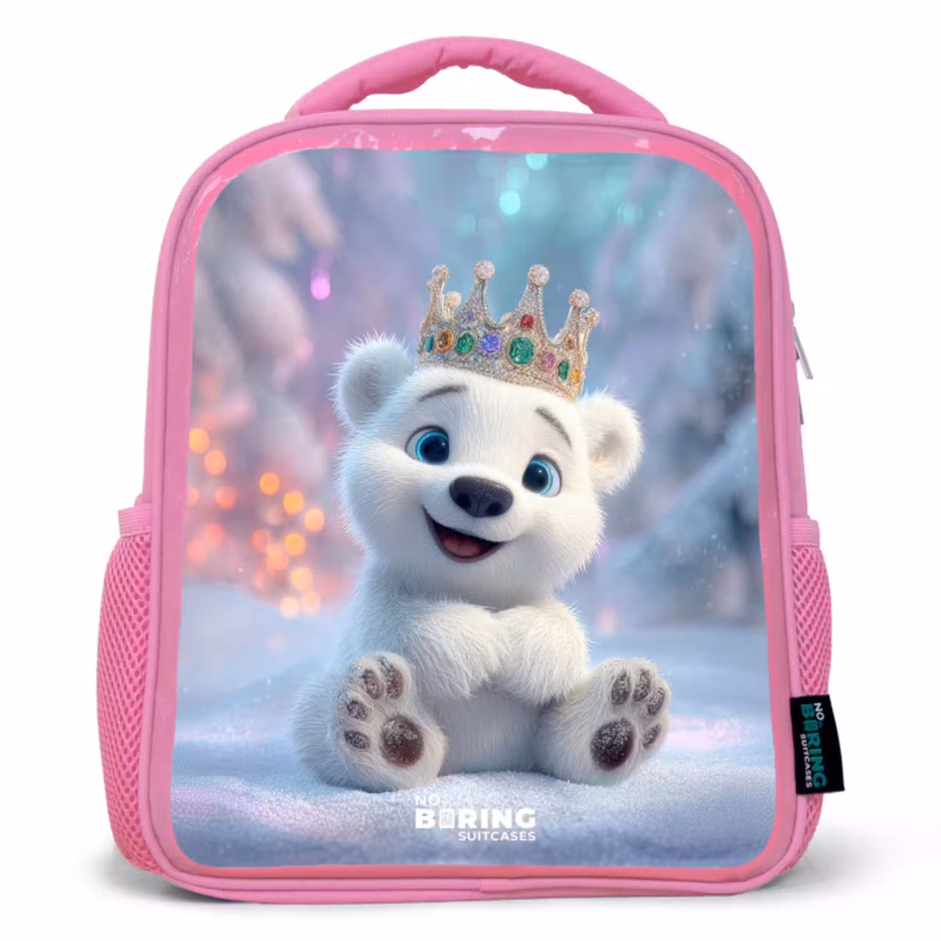 IJsbeer - Kroon - Winter Kinderrugzak - Roze middel -3d