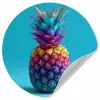 Ananas - Regenboog - Blauw - Popart Wandcirkel behangsticker klein -3d