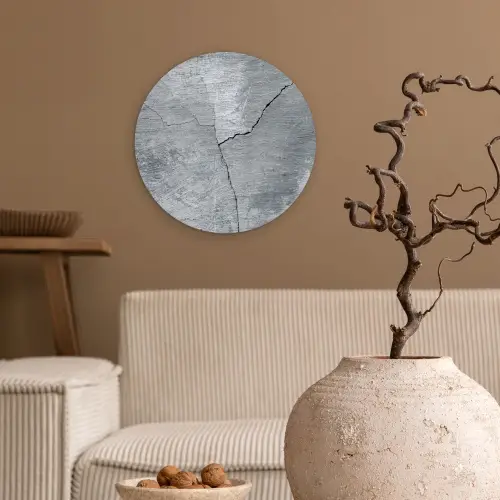 Beton - Grijs - Scheur Wandcirkel kunststof plaat 5mm dik klein -sfeer1