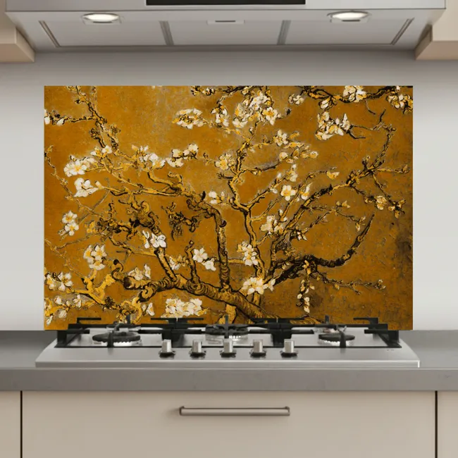 Amandelbloesem - Kunst - Van Gogh - Goud keuken achterwand spatscherm klein -3d_website
