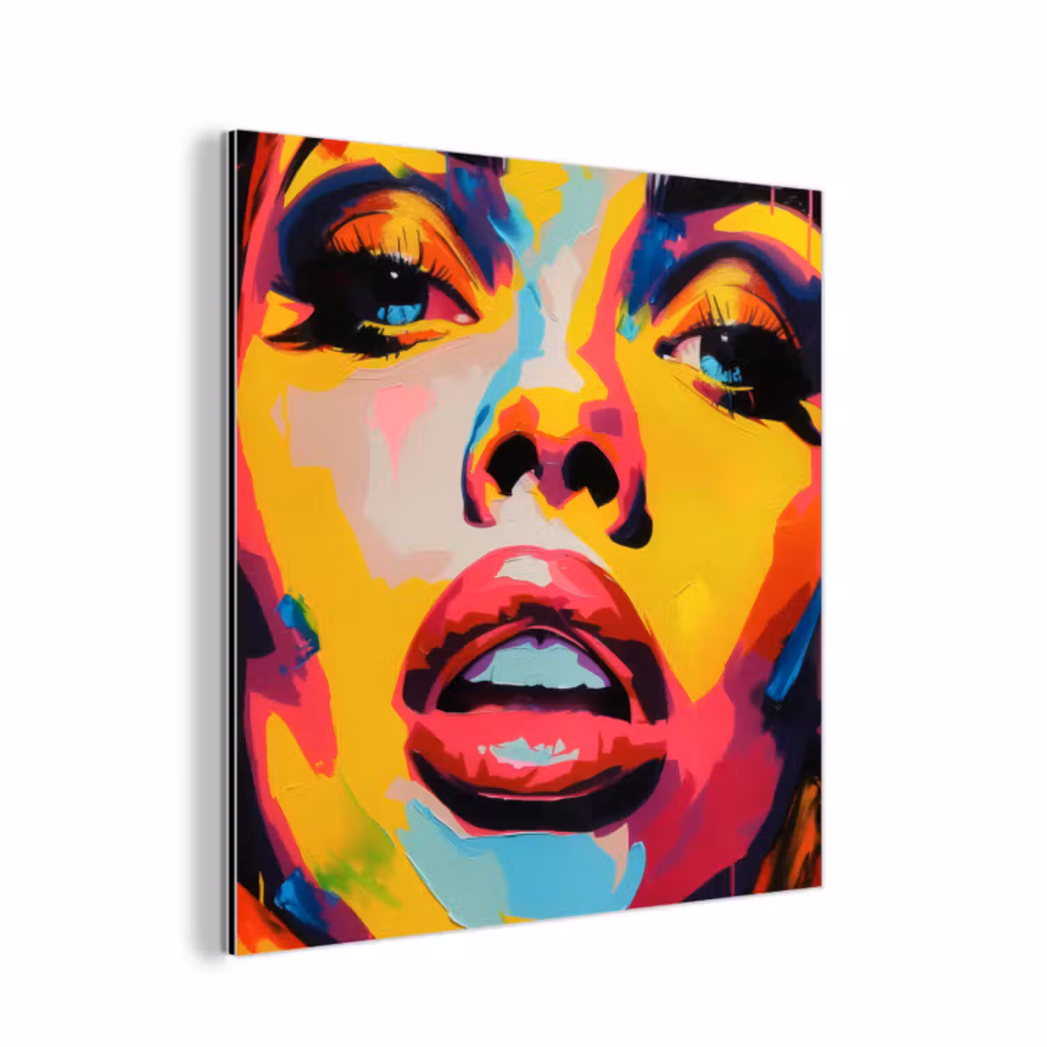 Aluminium schilderij - Vrouw - Gezicht - Kleurrijk