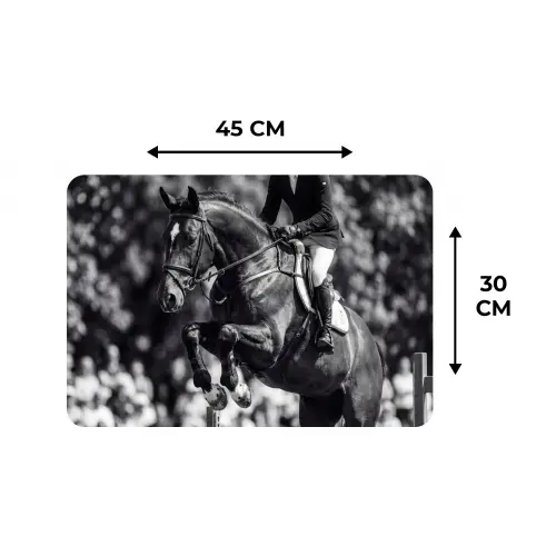 Springen - Paard - Zwart - Wit Placemat vinyl groot -specs
